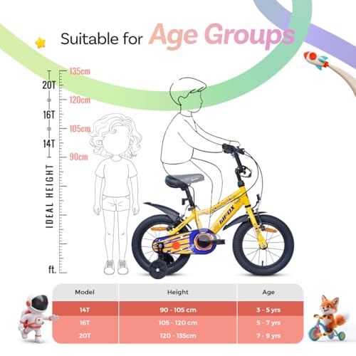 Image of FIREFOX Dreamer 14T Single Speed Bicycle for Kids | Yellow | Rigid | V Brake | High Strength Steel Frame: 21Cm | Non Toxic Paint | Ideal Rider Height: 90-105cm | 98% Pre-Assembled