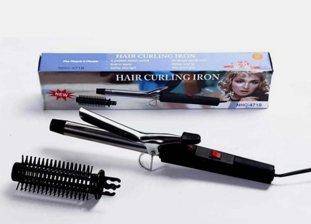 Hair Curling Iron NHC-471B with Brush Attachment | Built-in Stand, Safety Pilot Light, 2-Position Switch-image-22