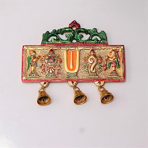 Image of KridayKraft Wall Hanging Tirupati Balaji Symbol Shankh Chakra Tilak with Hanuman ji and garud Statue Gold Plating Antique Decorative for Home & Office Table Showpiece Figurines