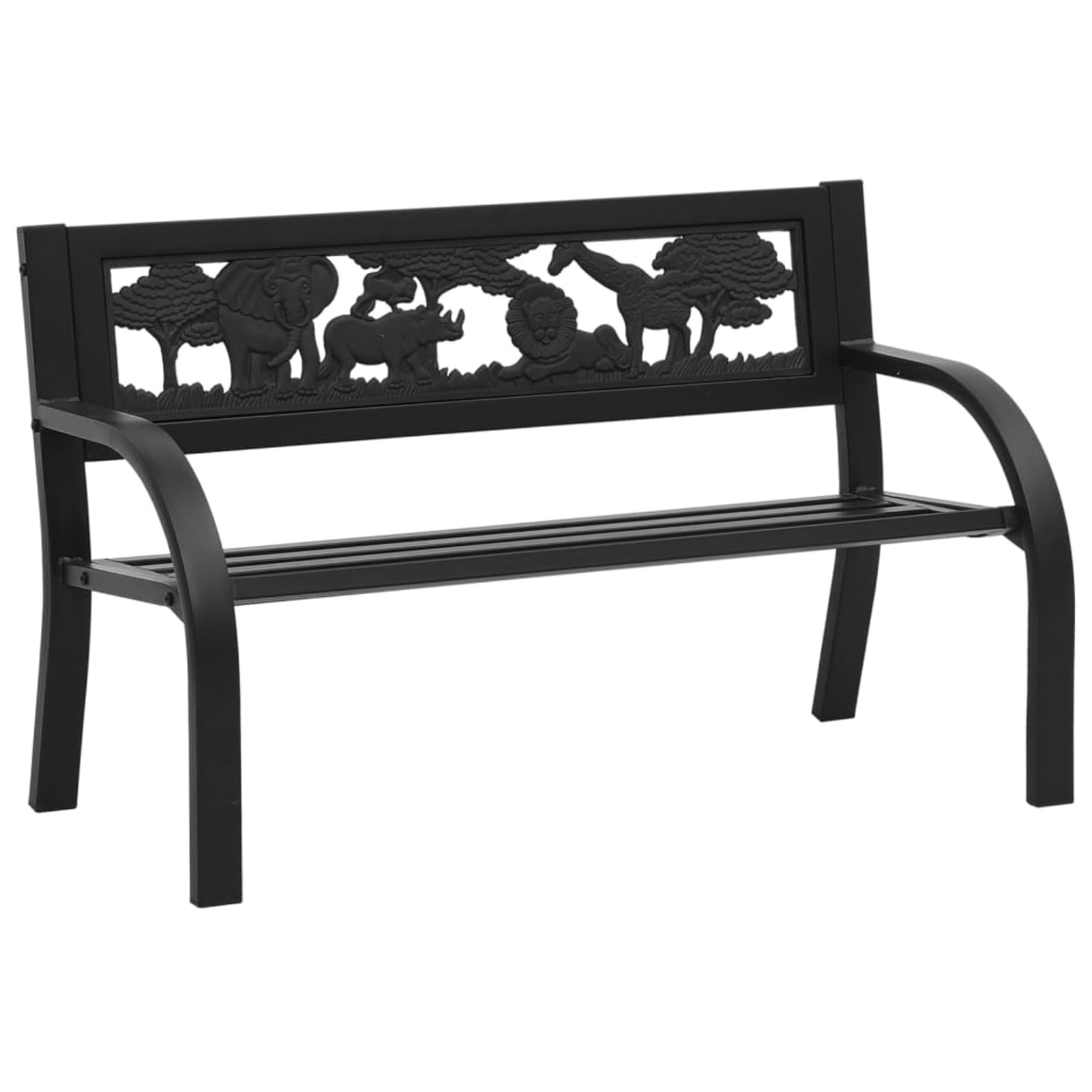 Homgoday Banco de jardín infantil de acero de 86 cm, banco de patio, banco de jardín al aire libre, asiento de salón, muebles