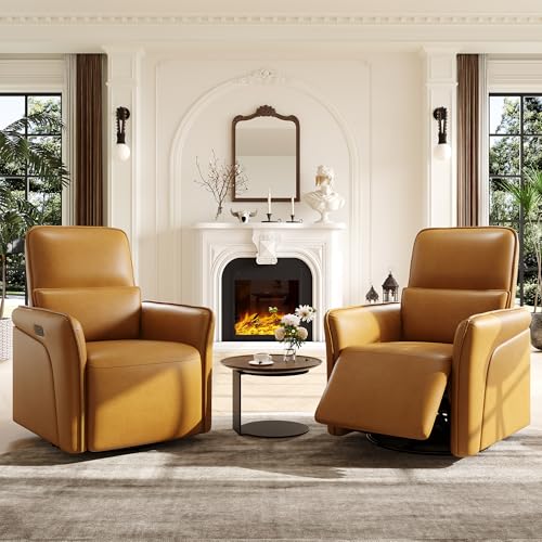 Sillón reclinable giratorio marrón en cuero sintético miniatura 7