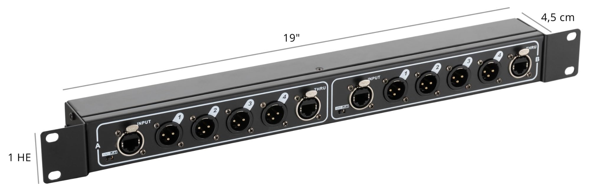 Pronomic NetCore SR-3M Boîtier Multicore Rack M/M Dual - unité rack avec 2x 4 connecteurs XLR (male) et 4x prise RJ45 - pour la transmission de signaux analogiques ou numériques via câble réseau