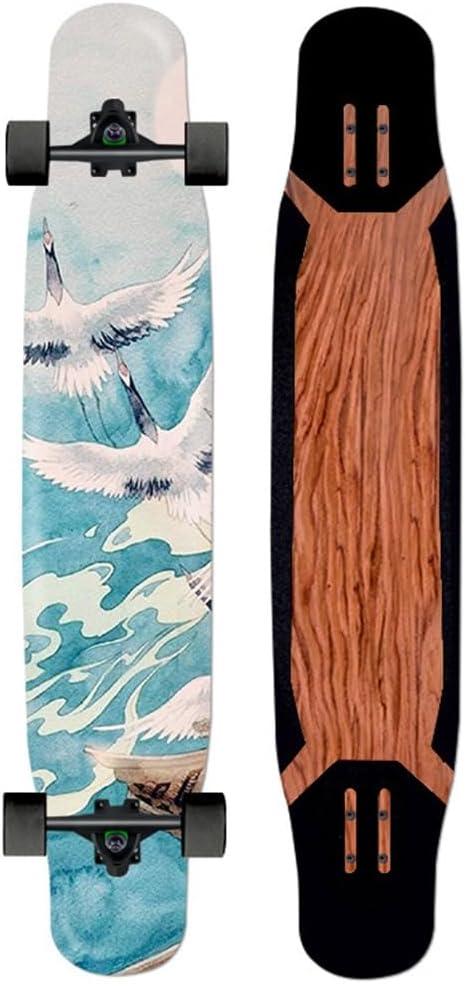 Longboard 46 Inch Skateboards Deck, Pro Complete Long Board Skateboard Cruiser for Beginners Men Girls Teens Adults, Premium Double Kick Dance Skateboard for Extreme Sports