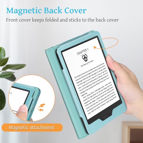 Fintie Stand Case for 6" All-New Kindle (11th Generation-2024/2022 Release) - PU Leather Cover with Auto Sleep/Wake Card Slot & Hand Strap for Kindle 2024/2022 11th Generation e-Reader, Blossom by FINTIE - Image 5