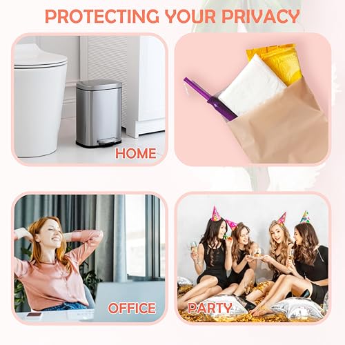 Image of Disposable Sanitary Bags, 500 Pcs Sanitary Napkin Disposal Bag with Self-sealing Seals, Personal Disposal Bags for Period, Feminine Hygiene for Personal or Pet Waste, 10 inch x 6 inch, Pink