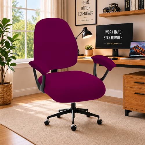Image of Super Stretchable Split Office Chair Seat Covers - Universal Spandex Computer Chair Slipcover - 180GSM Rotating Backrest Coverings Cushion Protectors & Armrest Covers for Dogs, Cats, Pets