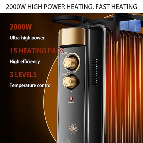 Radiateur à huile 2000W électrique mobile à 15 ailettes - 5