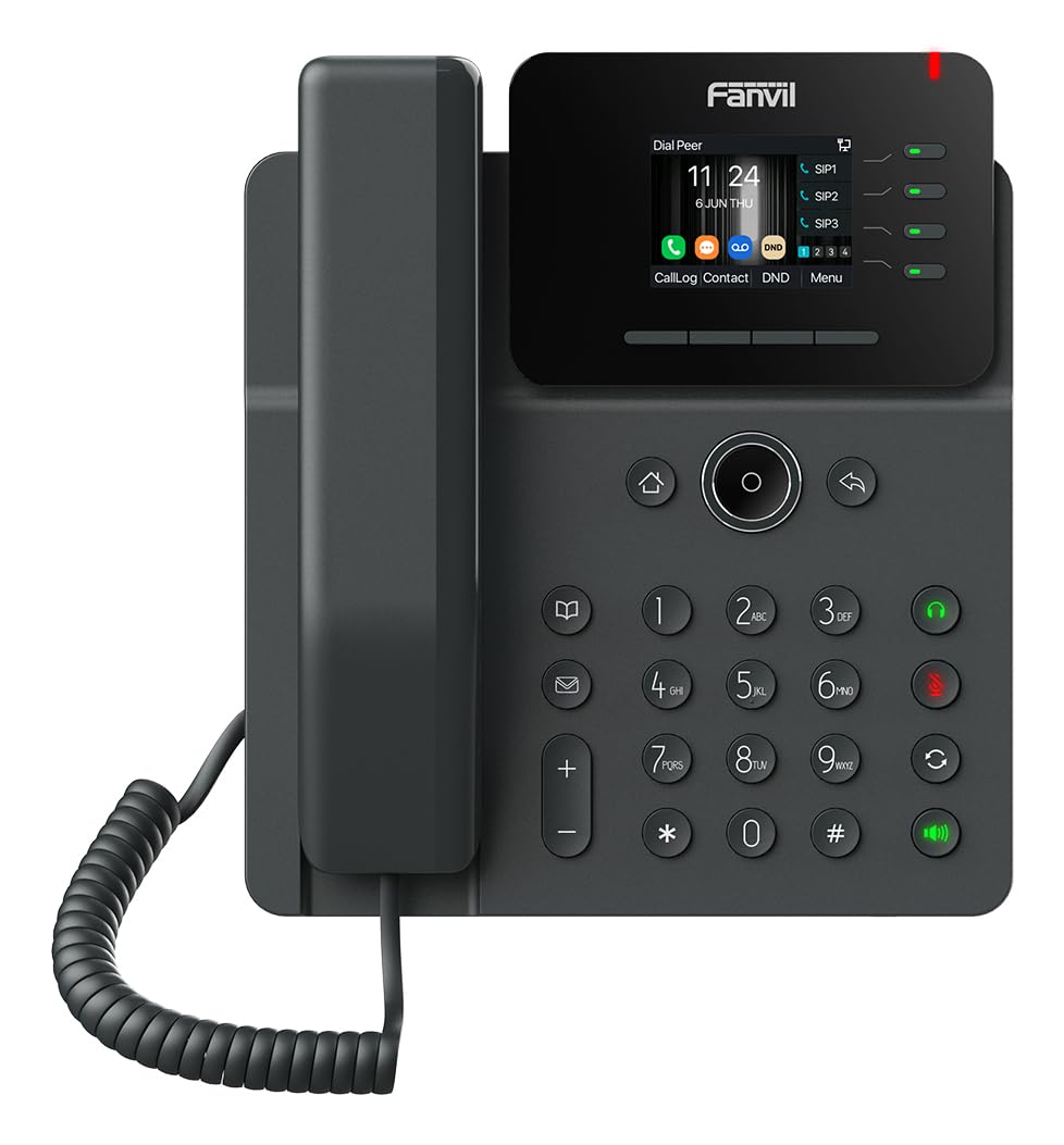 Fanvil V61W Telefono IP WiFi, 4 Linee SIP, 12 Tasti Programmabili, Display LCD, Supporto Cuffie RJ9, Nero