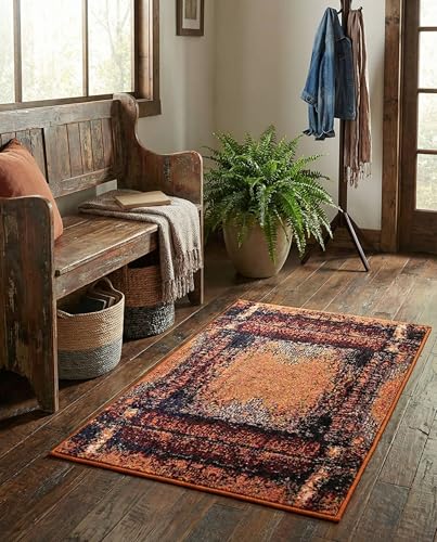 Tapete 2x3 naranja de poliéster Rugs.com