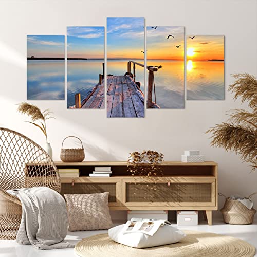 Quadri Moderni Soggiorno Lago natura ponte uccelli...