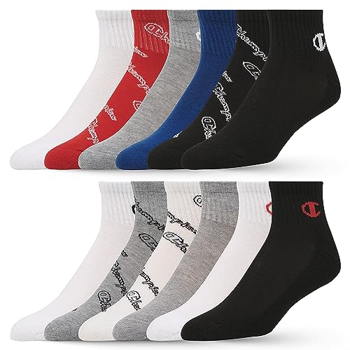Champion Boys Socks and Girls Socks 12 Pair Crew Low Cut No Show Ankle Quarter Sock for Girls