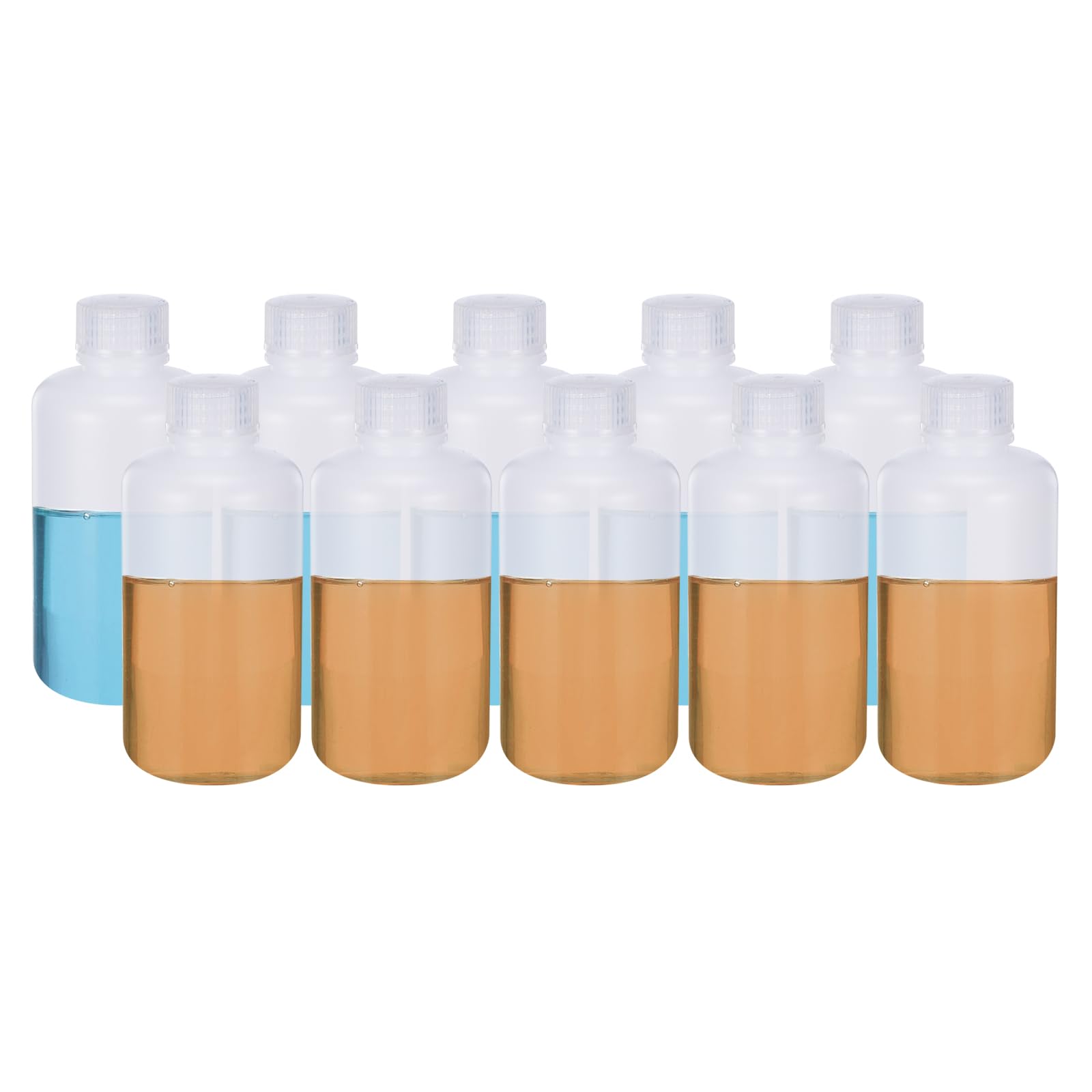 PATIKIL 25Pz 250ml Bottiglie Reagenti, Bottiglie a Bocca Rotondo Stretta HDPE Tappo Vite per Conservare Acqua Liquidi e Campioni Solidi Contenitore da Laboratorio, Bianco Traslucido