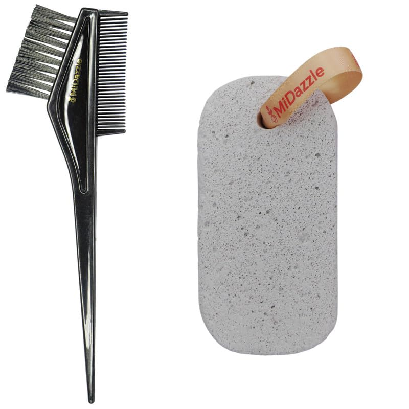 Image of Midazzle 2 in 1 Hair Dye Brush With Pumice Stone (Square) - Set Of 2