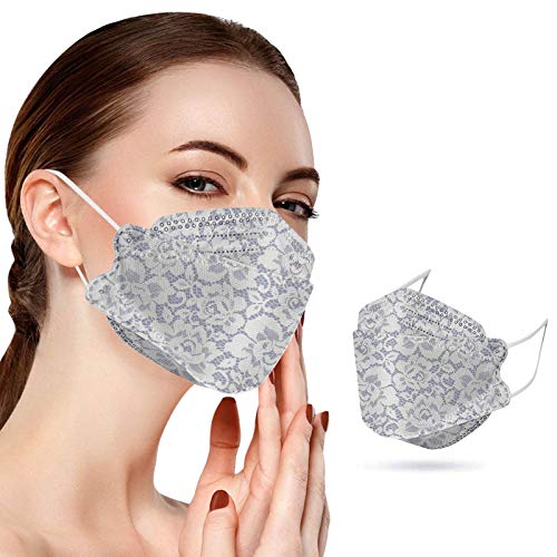 Skfvkab Hejang 50Pcs Pack Adults Daily Beautiful Lace Prints 4-Layer Kf94 Mask Disposable Face_Mask A001 (Multicolor, One Size) #TOP2