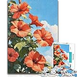 Puzzle de 1000 Piezas para Adolescentes, Flor de Hibisco, Juego Educativo y Relajante para Mayores de 14 años (tamaño 38x52cm)
