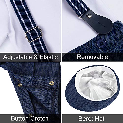 mintgreen Set Van 3 Stuks Baby Jongen Pak Heer Jumpsuit & Vest Jas & Baretten met Bowtie en Bretels, 3-18 maanden - Image 5