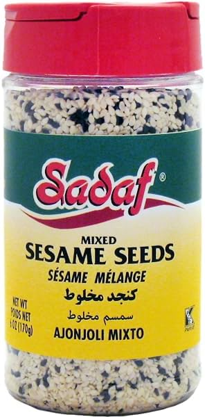 - Sesame Seeds - Mixed Sesame Seeds for Cooking and Food Seasoning - Black & White Sesame Seeds - Semillas de Ajonjoli - Middle Eastern Cuisine - Kosher - 6 Oz Bottle with Shaker Top