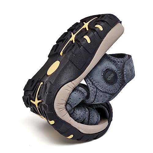 ailishabroy Men's Sport Sandals Outdoor Hiking Leather Closed Toe Sandals2