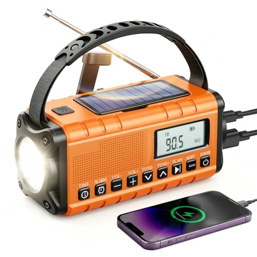 Hand Crank Emergency Radio Am Fm-10000mAh/37000mWh NOAA Weather Radio
