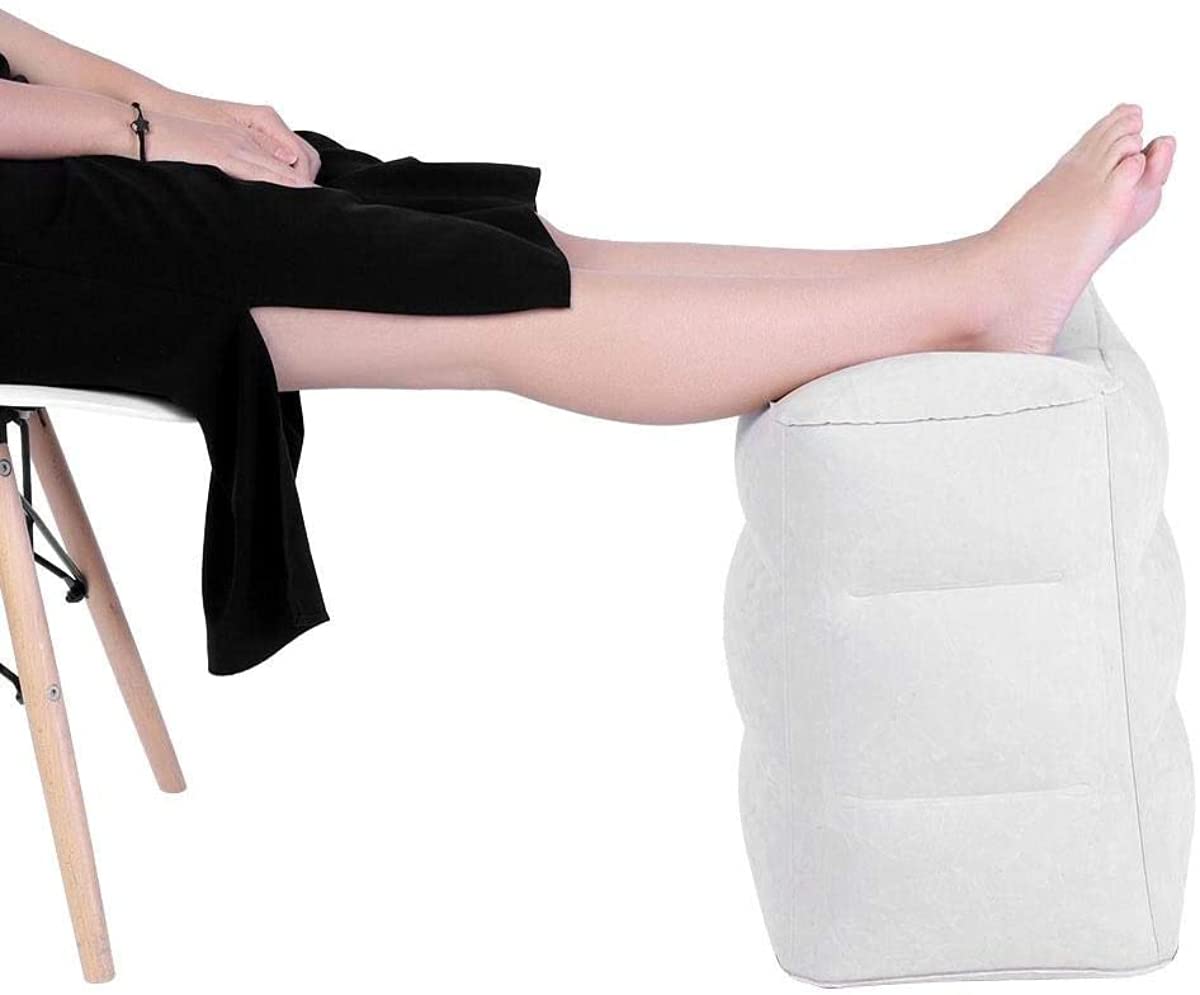 GT 3 Layer Travel Inflatable Foot Rest Pillow for Sleeping Adjustable Height Travel Footrest for Kids Leg and Foot Rest Cushion for Airplane Train Car Home Office,Grey