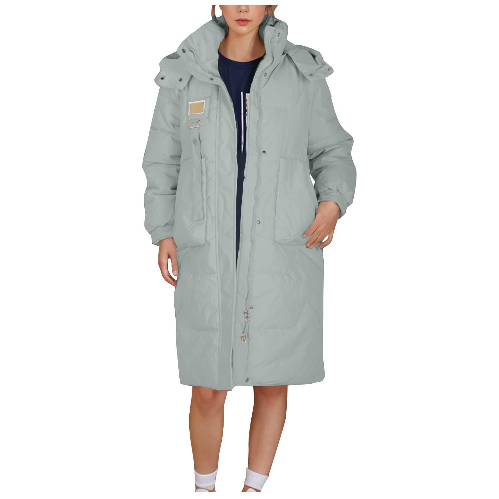 Piumino leggero da donna Piumino Lungo con Cappuccio Ripiegabile Piumini 100 Grammi Ripiegabile Imbottito Piumini con Cappuccio Invernale Antivento Taglie Forti Cappotto da Donna Mezza Stagione