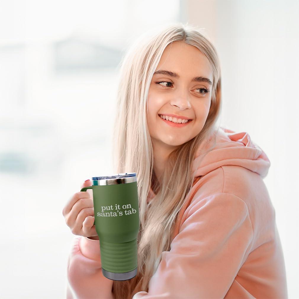 Speedy Pros Tumbler Cups with Straw Put It on Santa's Tab Xmas Christmas Coffee Tumbler with Lid Personalized Insulated Travel Mugs Engraved Stainless-Steel 40 Oz Forest Green Design Only - Image 5