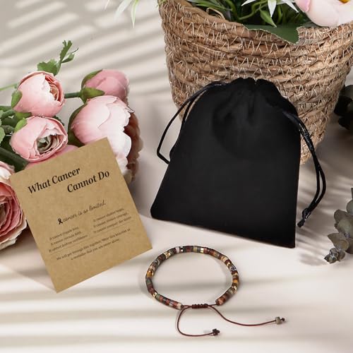 Encouragement Cancer Patients Gifts Bracelet w/Card - Inspirational Cancer Survivor Support, Get Well Gifts for Women, Natural Stone3