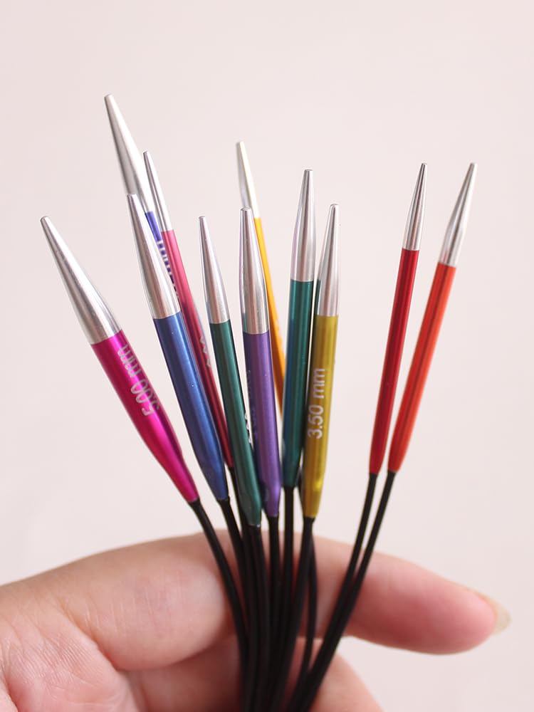 Lotus Yarns KP Zing 5,1 cm verwisselbaar rondbreinaald-set, aluminium mini- IC-naaldpunten met gladde nylondraad, ideaal voor sokken, handschoenen, mouwen en kraag