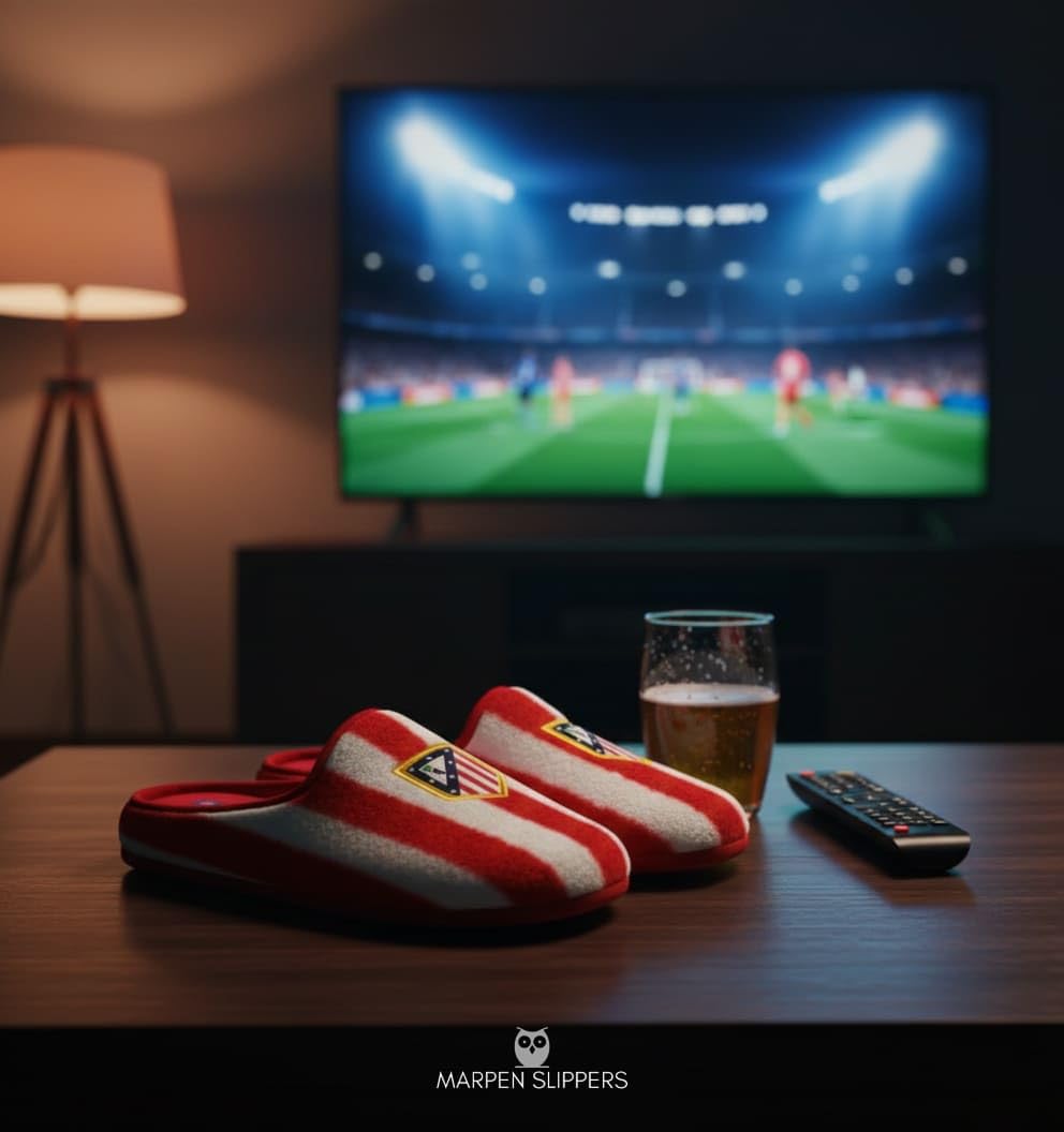 MARPEN SLIPPERS Zapatillas Atletico de Madrid Unisex – Zapatillas Casa Invierno Hombre con Suela Antideslizante – Zapatos de Casa Hombre con Tejido Amatista