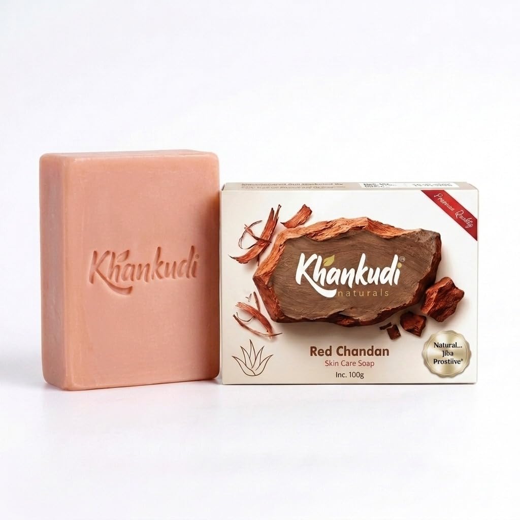Red Chandan Skin Care Soap | Handmade Herbal Bath Soap with Sandal Fragrance | Paraben Free, Natural Soap Bar for Men & Women | 100g (Pack of 5, Sandal Soap Bar)-image-16