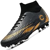 YANGTAOZI Mens Soccer Cleats Professional Spikes Soccer Shoes High-Top Outdoor Indoor Boys Breathable Football Cleats Black