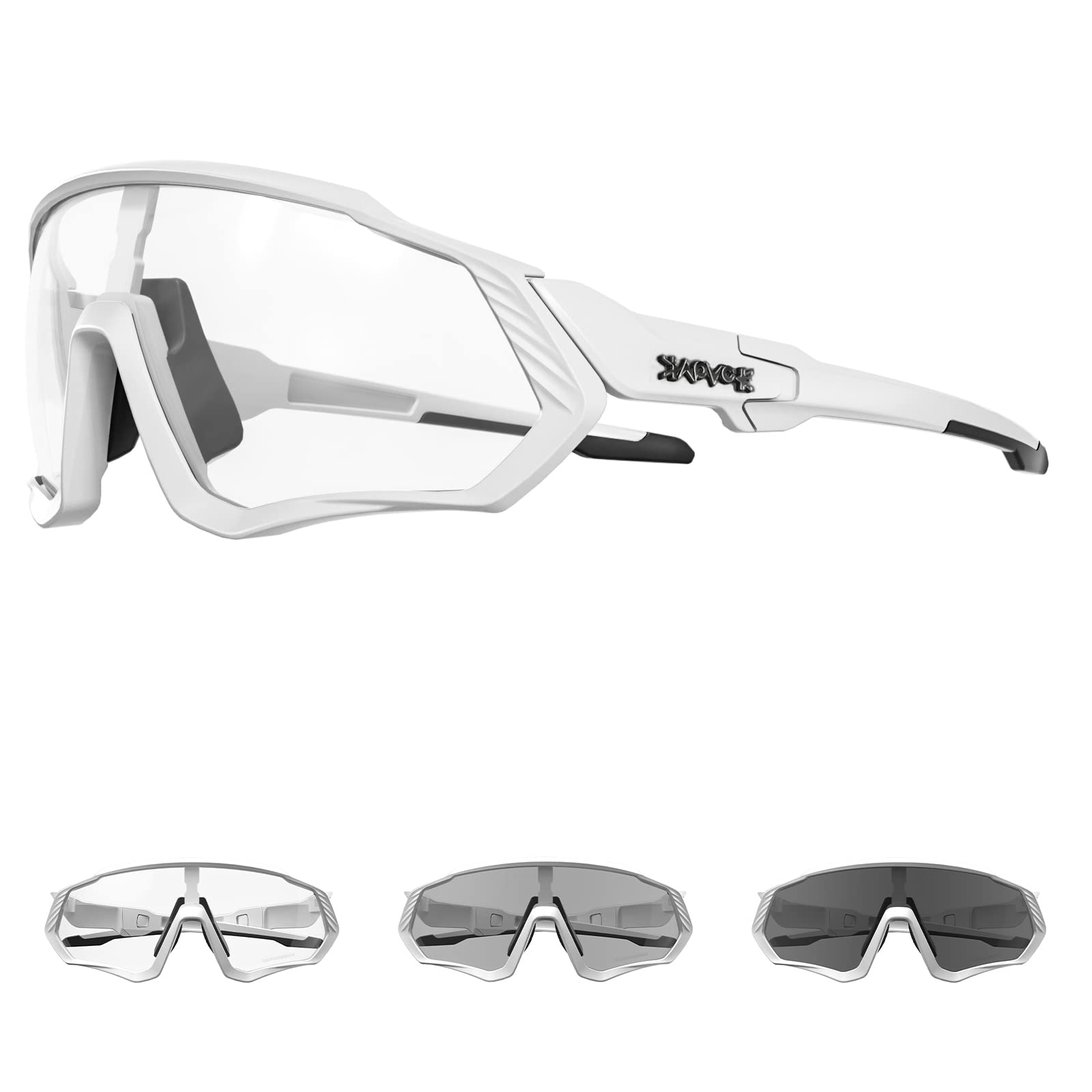 KAPVOE Gafas de Ciclismo Fotocromáticas con TR90 Gafas de Sol Deportivas Mujeres Hombres Running Transparente MTB Accesorios de Bicicleta