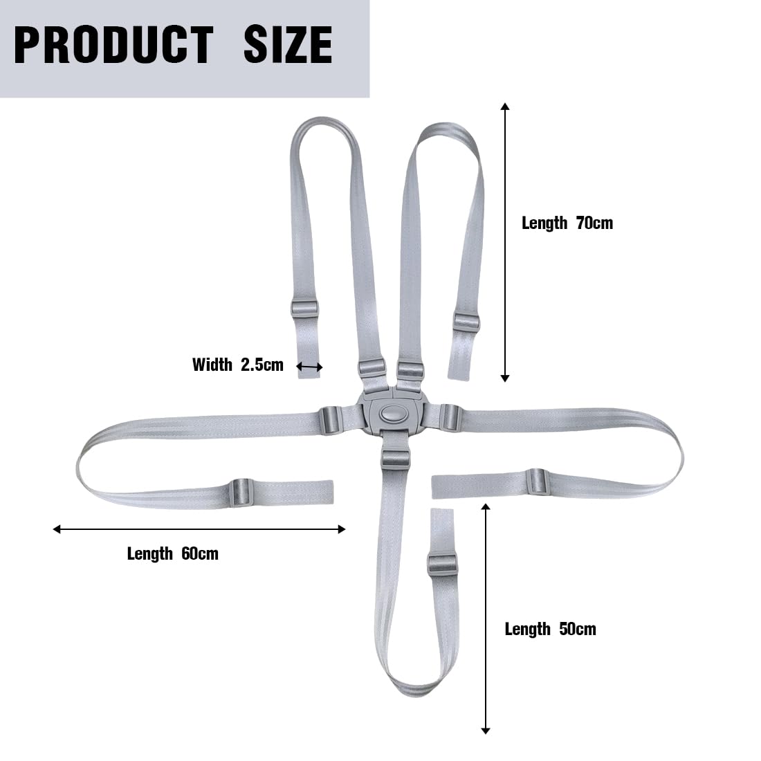 1Pcs Cinture Universali per Seggiolone Cinghie per Seggiolone a 5 Punti, Regolabile Cintura di Sicurezza per Bambini per Seggiolino Cinghie Passeggini per cinghie seggiolone