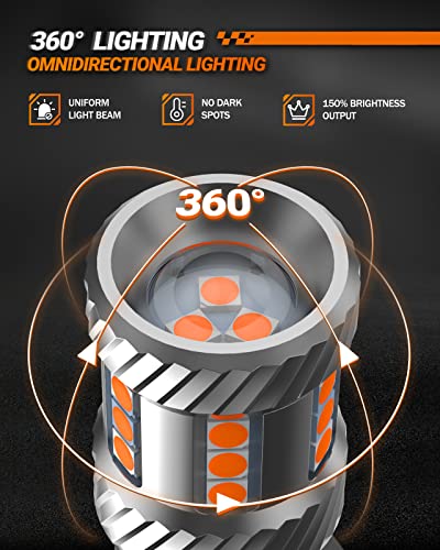 Image of SEALIGHT LED Turn Signal Bulb, 3157 LED Bulbs Amber Yellow, 600% Brighter 3156 3457A 4057 4157NA LED Light with Extra Resistor for Front Rear Turn Signal Light, Marker Parking Lights, Pack of 2