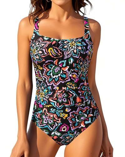 Image of Aqua Eve One Piece Bathing Suit for Women Tummy Control Swimsuit Slimming Vintage Swimwear