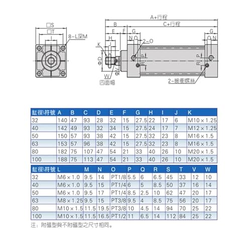 Vérin pneumatique SC40 course 25mm de type double effet à tige unique - 6