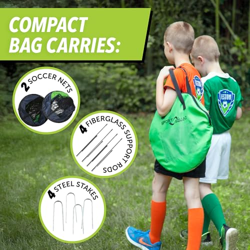 image for Sport Squad Portable Soccer Goal Net Set - Set of Two 4' Pop Up Traini