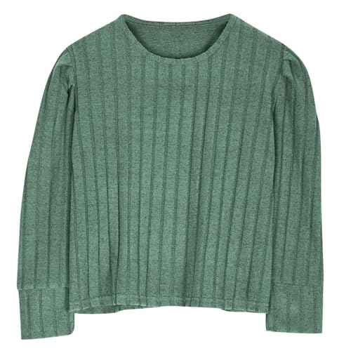 Kids Girls Ribbed Pullover Sweater Teen Solid Crew Neck Long Sleeve Comfy Casual Blouse Tops Trendy Tees Clothes2