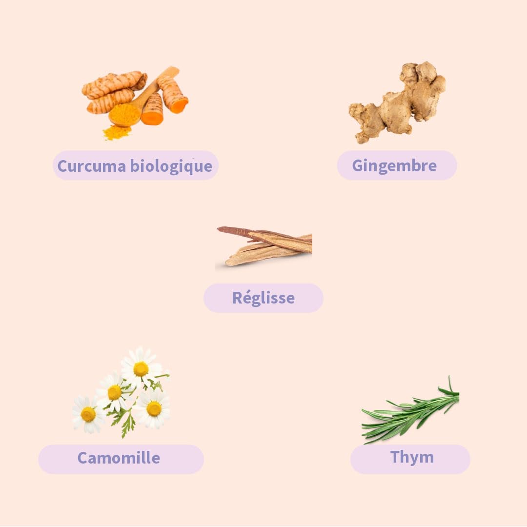 Digestive Blend avec 16 extraits de plantes, enzymes digestives, complément alimentaire au curcuma, à la camomille et au gingembre, 60 gélules
