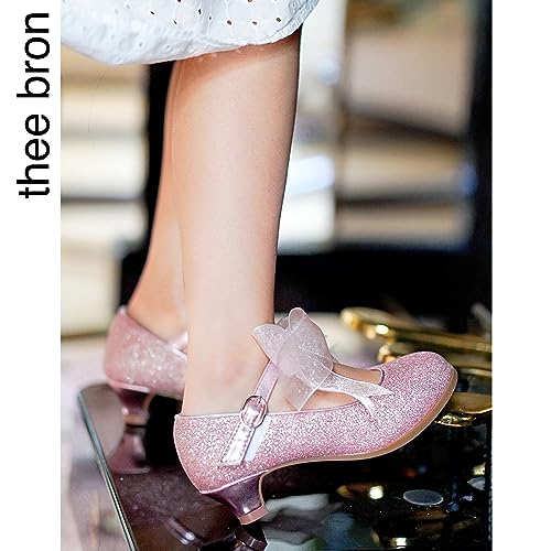 Image of THEE BRON Girls Low Heel Dress Shoes Mary Jane Party Wedding Flower Girl Pumps
