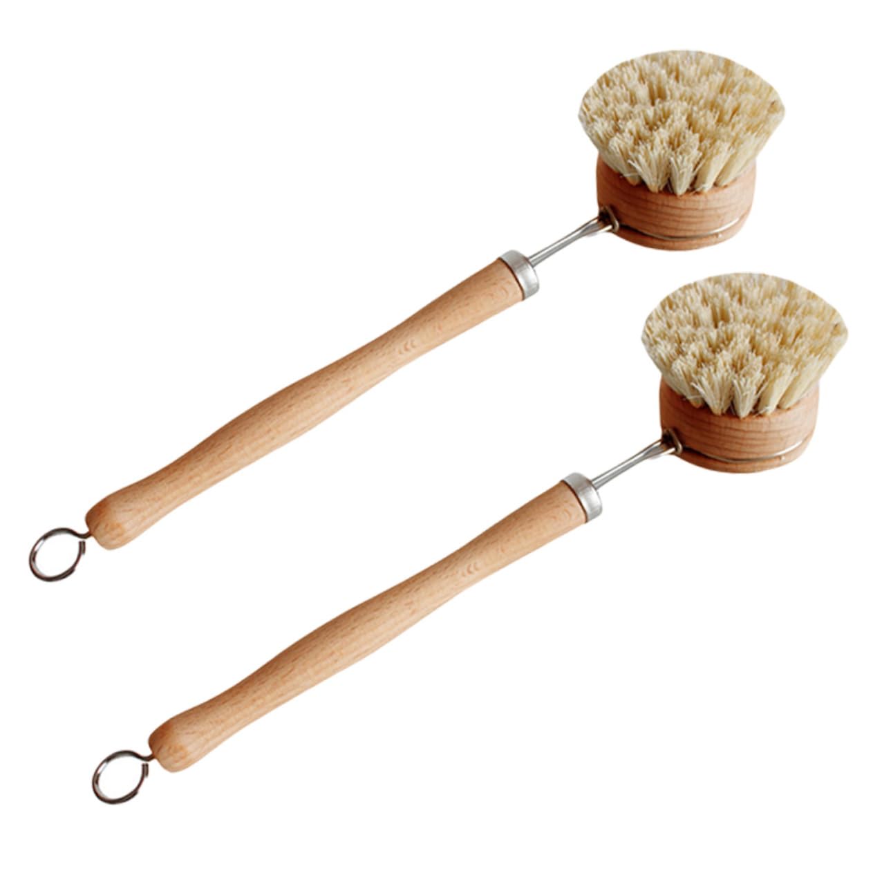 Healeved 2Pcs Kitchen Cleaning Brush Durable Sisal Long Handle Scrubber for Pots Pans Dishes and More Ergonomic Design for Effortless Cleaning