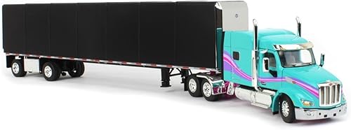Miniatura 2 de DCP de First Gear Teal/Black: Peterbilt Modelo 579 con remolque de lona utilitaria (60-1611)