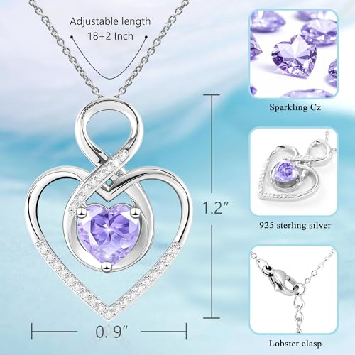 Save on Women's 925 Silver Infinity Heart Birthstone Necklace - Use Code XURFLV5M - Image 4