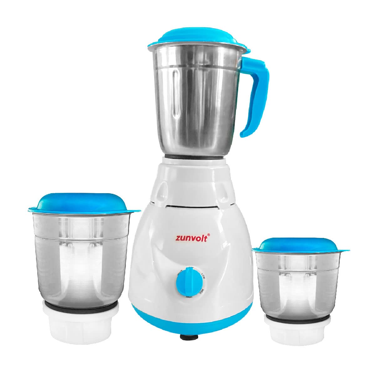 ZunVolt 500W Mixer Grinder , 3 Jars (White , Turquoise)