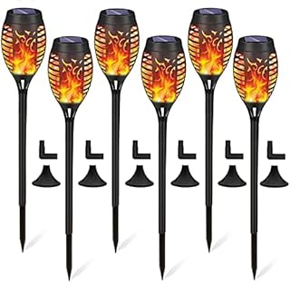 Tianqinuk Solar Lights Outdoor 6 Pack 12 LED Solar Torch Lights Dancing Flickering Flame Lights Waterproof Dusk to Dawn Auto On/Off for Garden Pathway Driveway Landscape Patio Deck Yard
