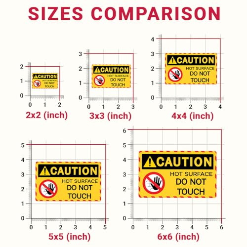 Image of (3Pcs) Caution Hot Surface Do Not Touch Sticker Decal, Caution Hot Surface Stickers, Hot Warning Sign, Do Not Touch Sticker Waterproof For Water Bottle, Truck, Car, Helmet Decal 5 inch (Normal, 7in)