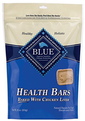 Blue Buffalo Health Bars for Dogs, Chicken and Liver Crunch, 16-Ounce Bag(2Pack)