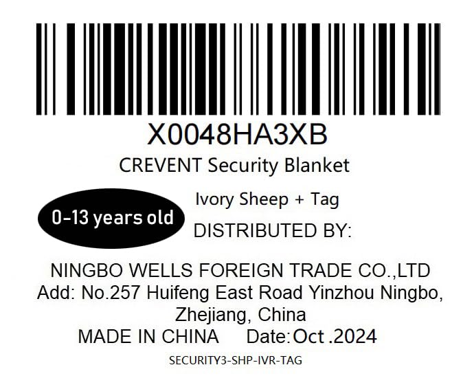 Image of CREVENT Cozy Plush Baby Security Blanket Loveys for Baby Girls Boys, for Newborns (Ivory Sheep + Tag)