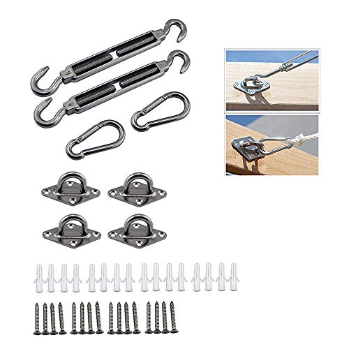 ERoomQ Heavy Duty Sun Shade Sail Fixing Accessories - Awning Attachment Set - 24 PCS for Garden Stainless Steel Hardware Kit