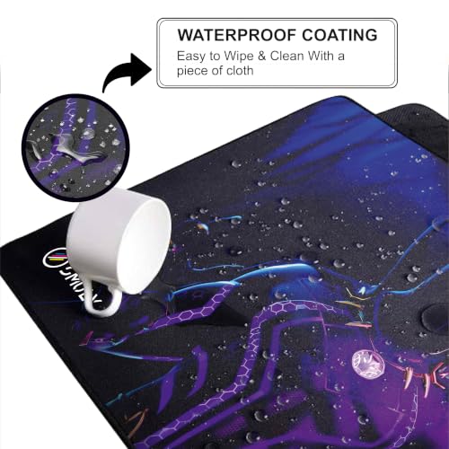 Image of Purple Superhero Mouse Pad 12x32Inch 3mm Extended Gaming Desk Mat with Anti-Slip Rubber Base Mousepad for Smooth Surface Desk pad for PC & Laptop Use Waterproof & Stiched (Violet /Black) Deskpad